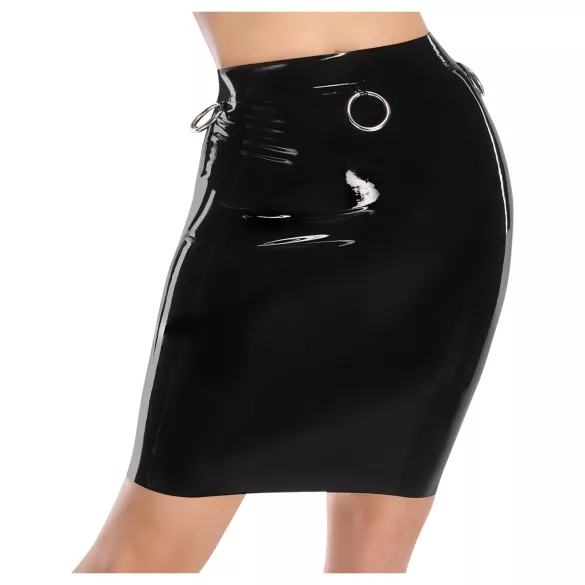 LATEX - fustă midi din latex (negru)
