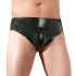 LATEX - Chiloți bărbătești cu dildo anal și spațiu pentru penis (negru)