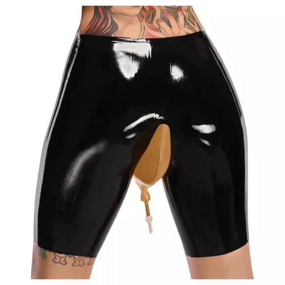 LATEX - Chiloți latex cu deschidere pentru eliberare (negru)