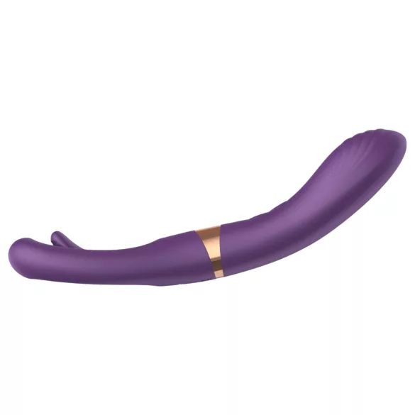 Funny Me Dual - vibrator dublu 2în1 cu limbă - reîncărcabil, mov