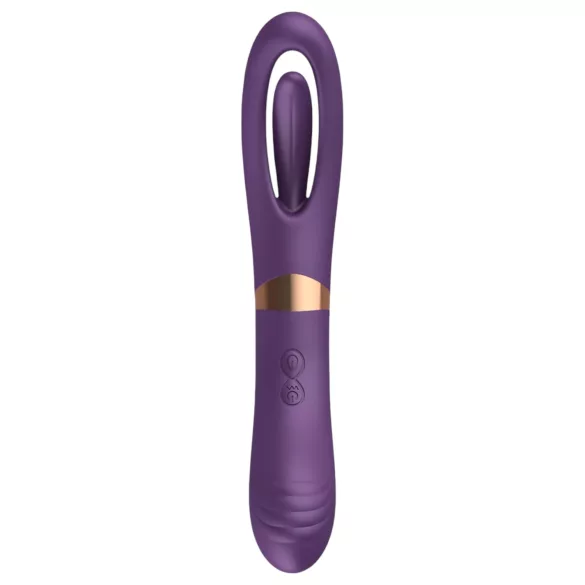 Funny Me Dual - vibrator dublu 2în1 cu limbă - reîncărcabil, mov