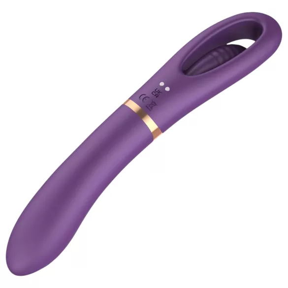 Funny Me Dual - vibrator dublu 2în1 cu limbă - reîncărcabil, mov