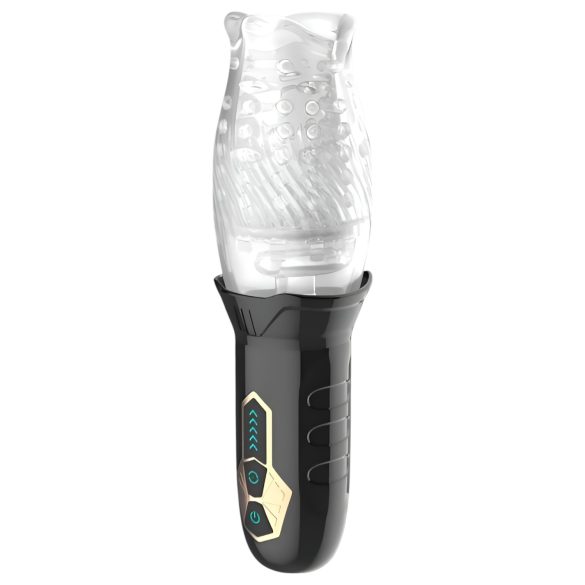 Leopard Bellucci 360 - masturbator rotativ-vibrator - transparent-negru