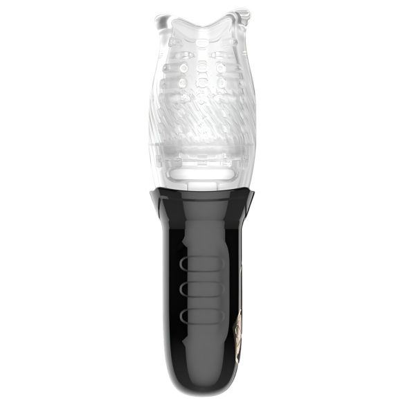 Leopard Bellucci 360 - masturbator rotativ-vibrator - transparent-negru