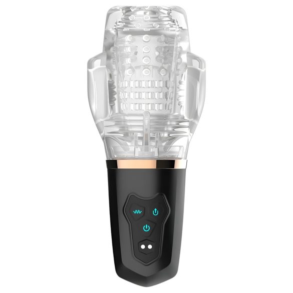 Funny Me Rocket Cup - masturbator cu sucțiune și vibrații - transparent/negru