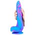 Inkipus - Dildo cu testicule din silicon - 18cm (albastru-roz)