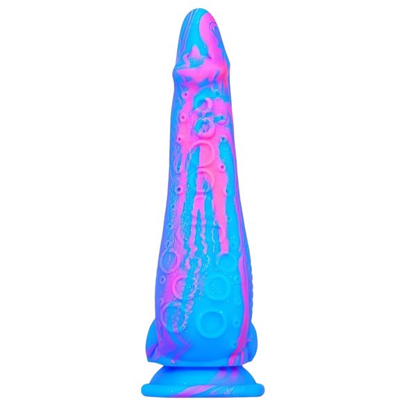 Inkipus - dildo cu testicule - silicon - 18cm - albastru-roz