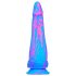 Inkipus - Dildo cu testicule din silicon - 18cm (albastru-roz)