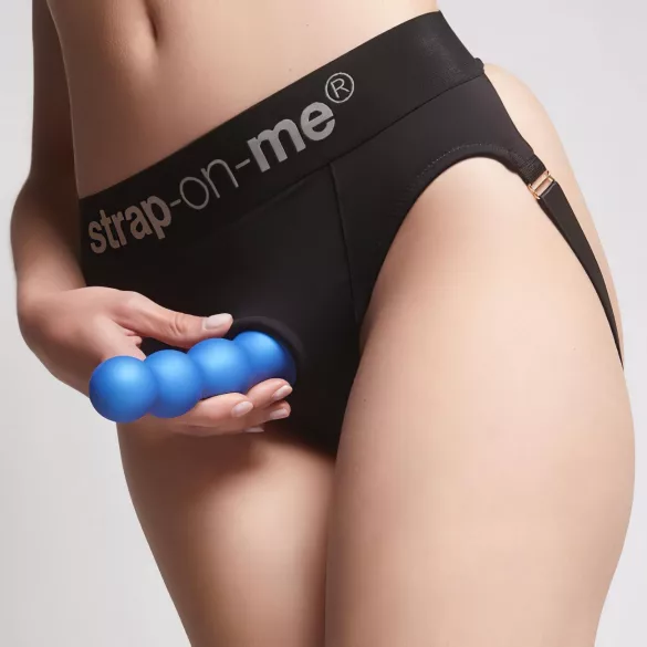 Strap-on-me Balls S - dildo cu bile - ventuză - silicon albastru