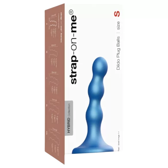 Strap-on-me Balls S - dildo cu bile - ventuză - silicon albastru