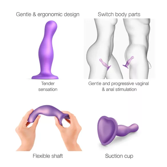 Strap-on-me Curvy S - dildo ondulat cu ventuză (mov)