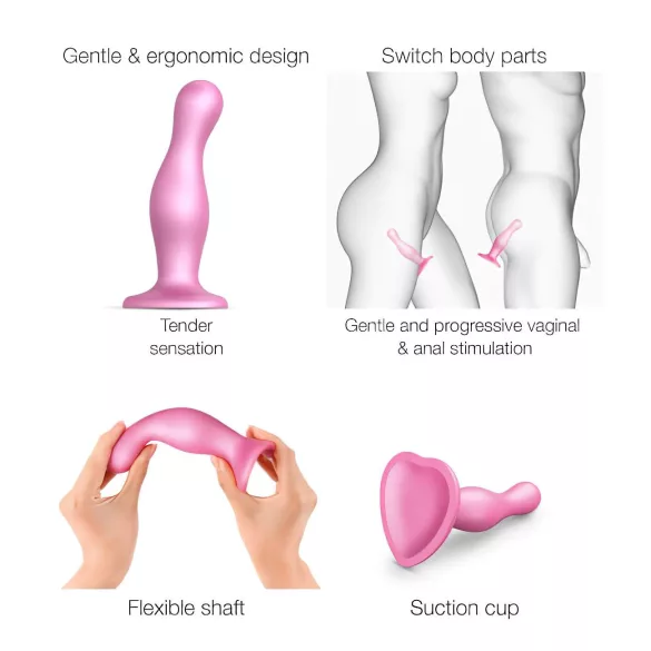 Strap-on-me Curvy S - dildo ondulat cu ventuză (roz)