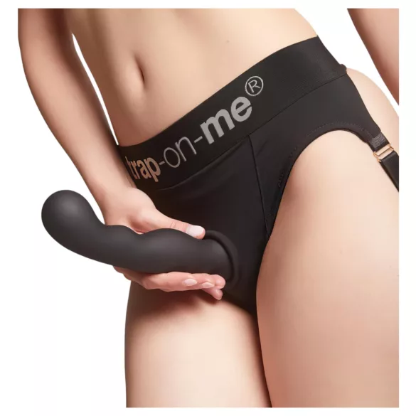 Strap-on-me P&G L - dildo curbat cu ventuză - silicon negru