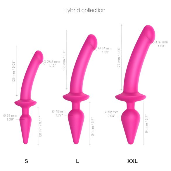 Strap-on-me Swith Semi-Realistic L - Dildo 2în1 din silicon (roz)