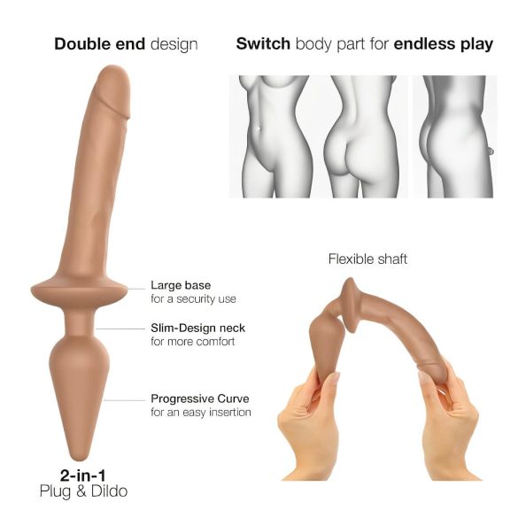 Strap-on-me Switch Realistic S - Dildo 2în1 din silicon (natur)
