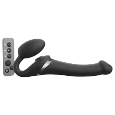   Strap-on-me - Vibrator strap-on cu unde de aer M - silicon negru