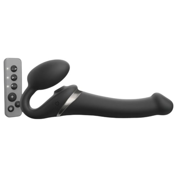 Strap-on-me - Vibrator strap-on cu unde de aer M - silicon negru