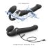 Strap-on-me - Vibrator strap-on cu unde de aer M - silicon negru