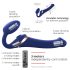 Strap-on-me S - vibrator cu unde de aer, cu ham - (albastru)