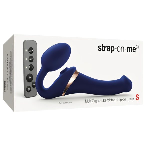 Strap-on-me S - vibrator cu unde de aer, cu ham - (albastru)