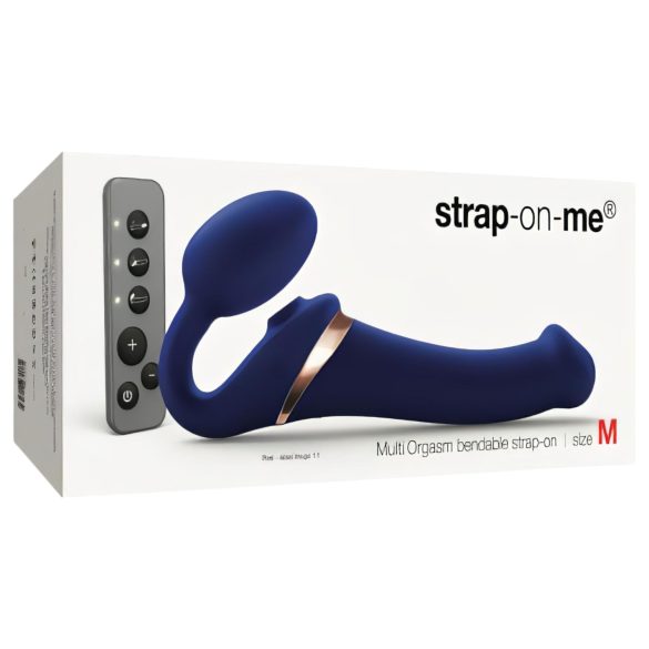 Strap-on-me M - vibrator cu curea - stimulare cu unde de aer - albastru