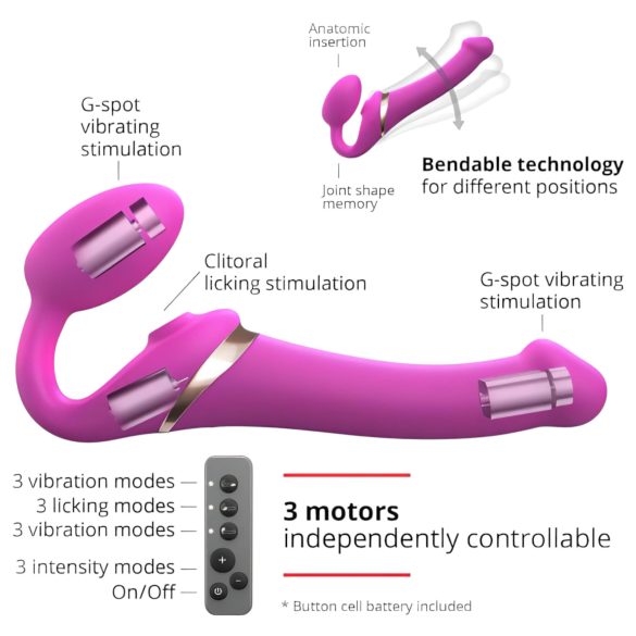 Strap-on-me S - vibrator cu unde pulsatorii tip strap-on - roz