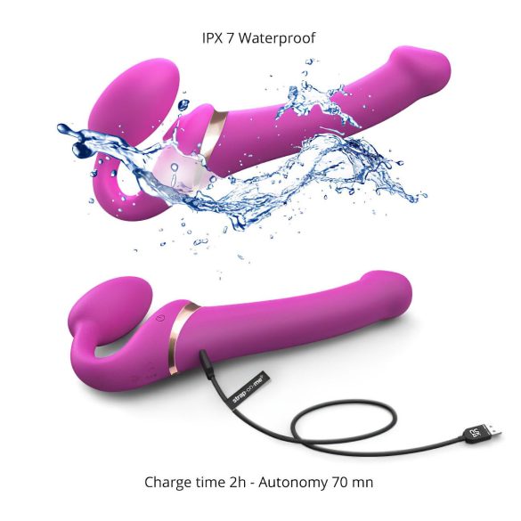 Strap-on-me S - vibrator cu unde pulsatorii tip strap-on - roz