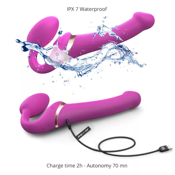 Strap-on-me M - vibrator cu curea, cu unde de aer (roz)