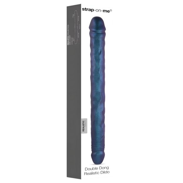Strap-on-me - dildo dublu - silicon - albastru metalic