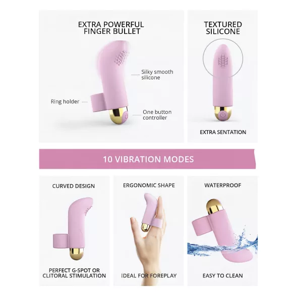 Love to Love - vibrator deget cu acumulator - roz