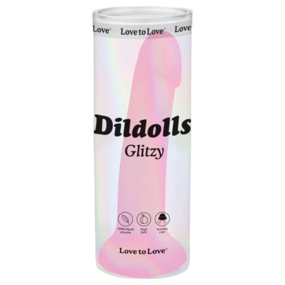 Dildolls Glitzy - dildo din silicon cu ventuză (roz)