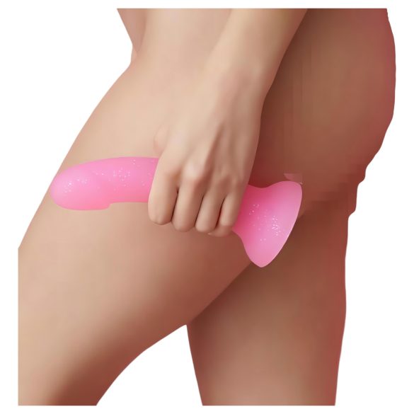 Dildolls Glitzy - dildo din silicon cu ventuză (roz)
