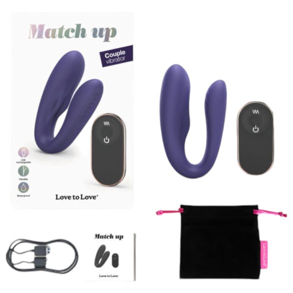 Love to Love Match up - vibrator dual cu telecomandă, mov