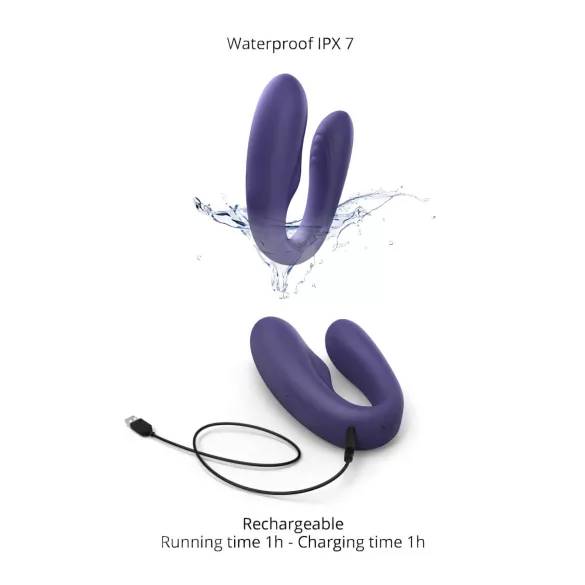 Love to Love - vibrator pentru cuplu cu telecomandă, reîncărcabil - violet