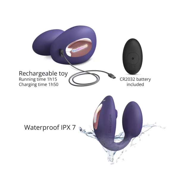 Wonderlover - Vibrator G-spot și clitoris (mov închis)