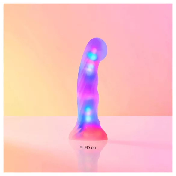 Love to Love Sugar Bomb - dildo din silicon cu LED luminos (roz-galben) - 16,9 cm