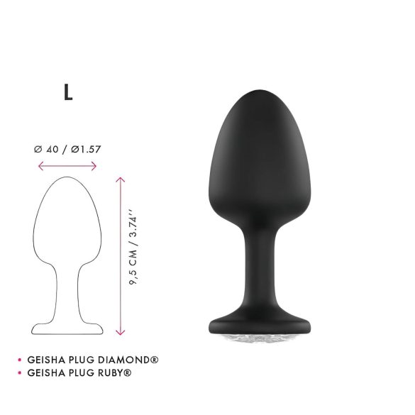 Dorcel Geisha Plug Diamond L - plug anal cu pietre albe (negru)