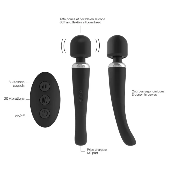 Dorcel - vibratoare tip baghetă masaj - reîncărcabil - negru