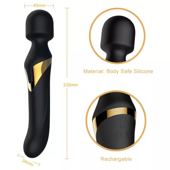 Dorcel - Vibrator dual stimulare 2în1 - masaj și penetrare - silicon negru