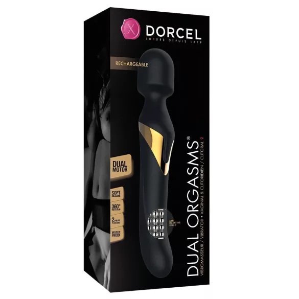 Dorcel - Vibrator dual stimulare 2în1 - masaj și penetrare - silicon negru