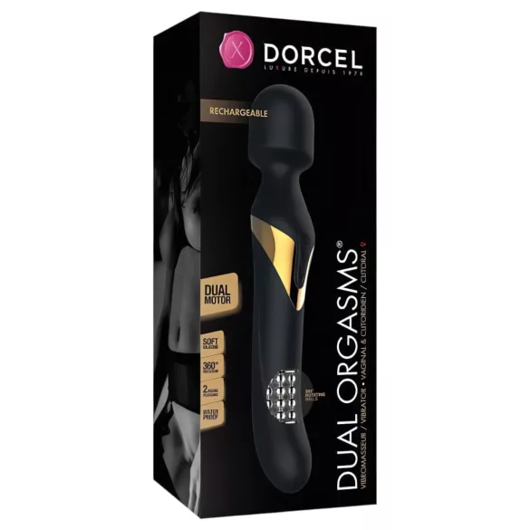 Dorcel - Vibrator dual stimulare 2în1 - masaj și penetrare - silicon negru
