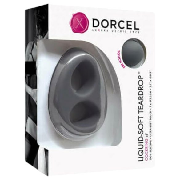 Inel penian Dorcel Liquid-soft Teardrop - gri, pentru plăceri delicate!