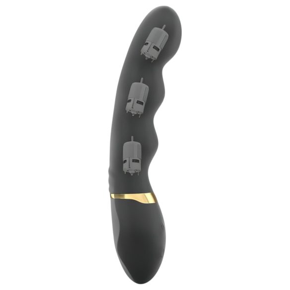 Dorcel Too Much 2.0 - vibrator cu 3 motoare reîncărcabil - negru-auriu