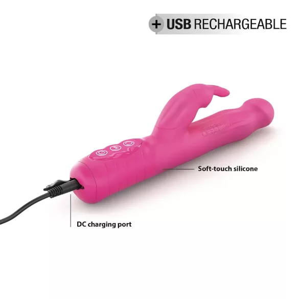 Vibrator Dorcel Baby Rabbit 2.0 cu braț clitoridian, reîncărcabil, roz