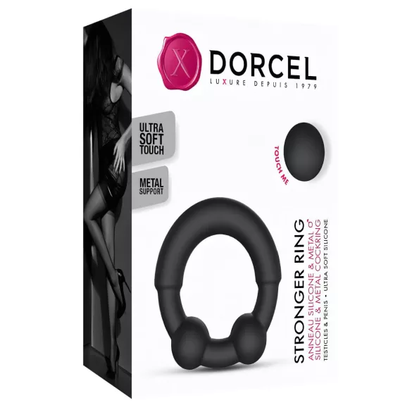 Dorcel - inel pentru penis cu insert metalic - silicon negru