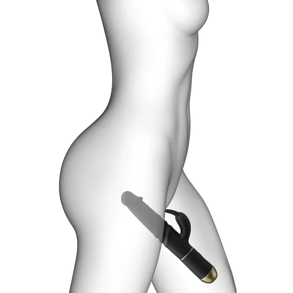 Dorcel - Vibrator rabbit cu thrusting și stimulare clitoris - silicon negru
