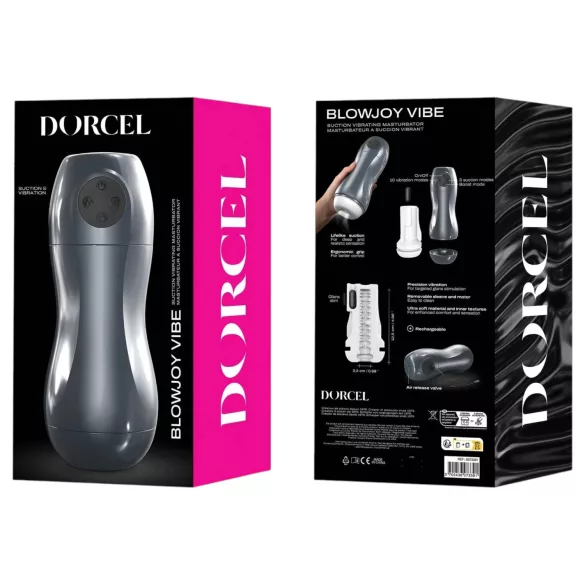 Dorcel Blowjoy Vibe - masturbator cu aspirație și vibrații, cu acumulator (gri)