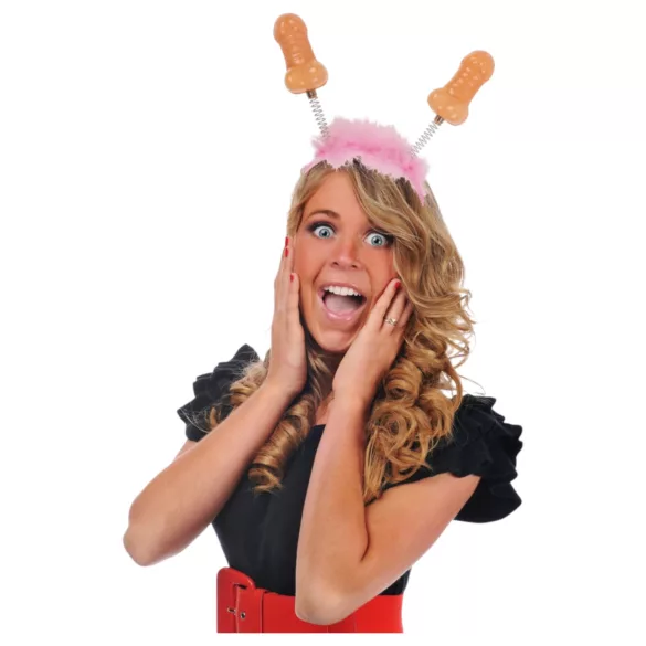 Péniszes - bentiu pentru cap - jucărie erotică - roz-natur