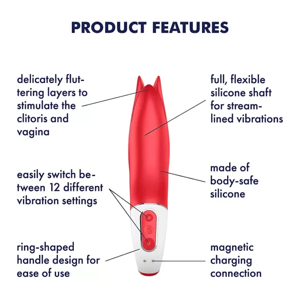 Satisfyer Power Flower - vibrator reîncărcabil, impermeabil (roșu)