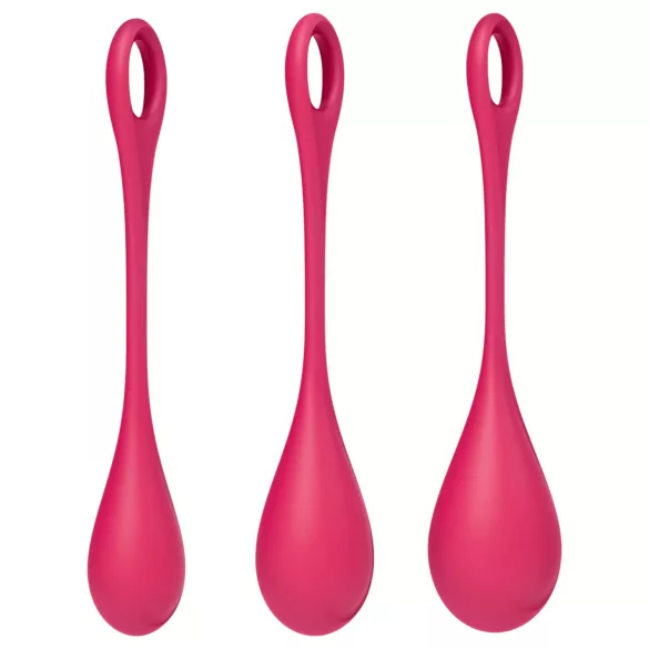 Satisfyer - set bile pentru exerciții Kegel - 3 piese - roșu